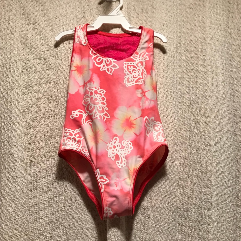 Peachy pink one piece bathing suit